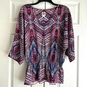 Anne Klein Top Vibrant Multicolor Size L